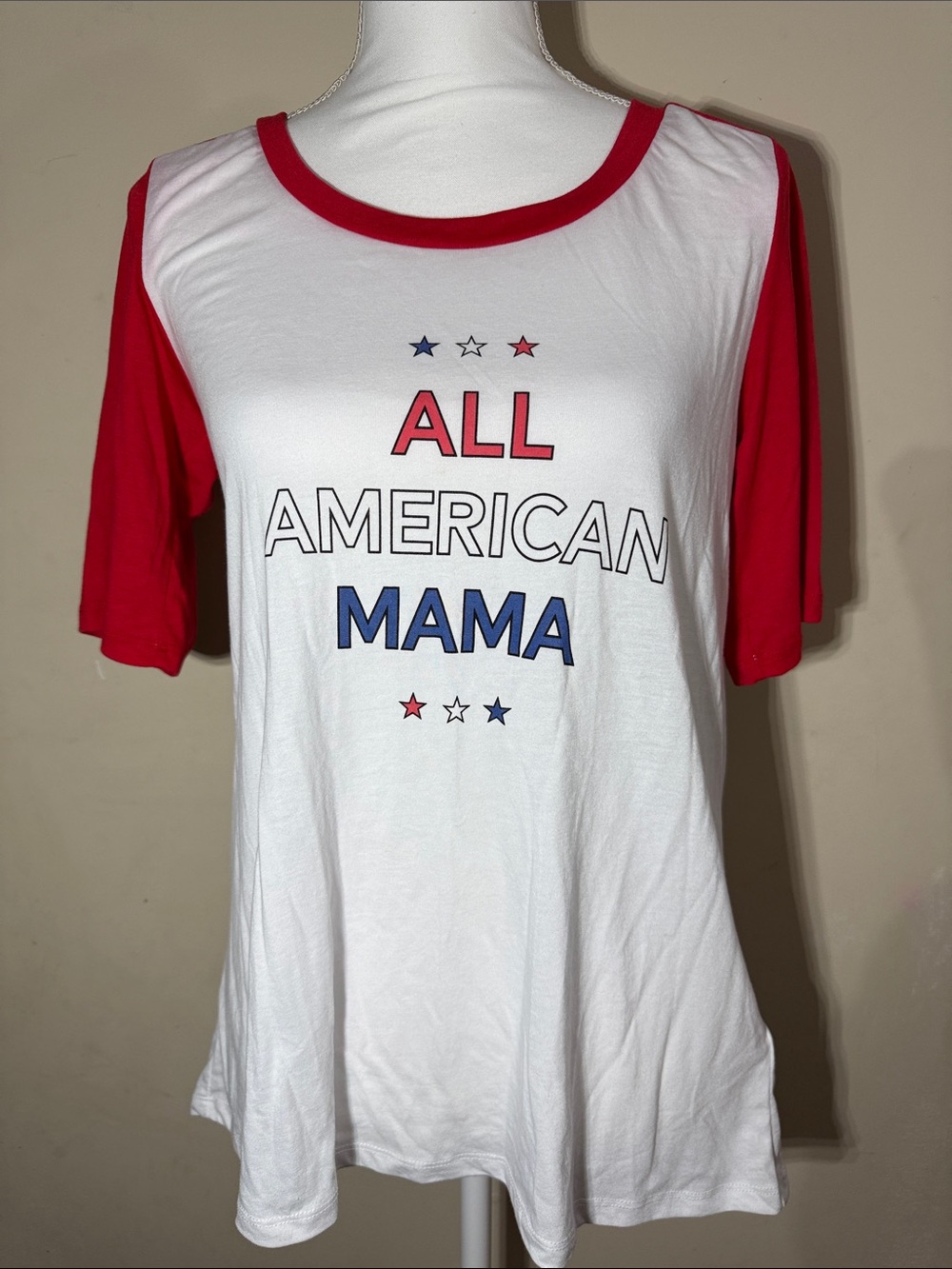 LuLaRoe Boyfriend T All American Mama Tee - Red, White & Blue